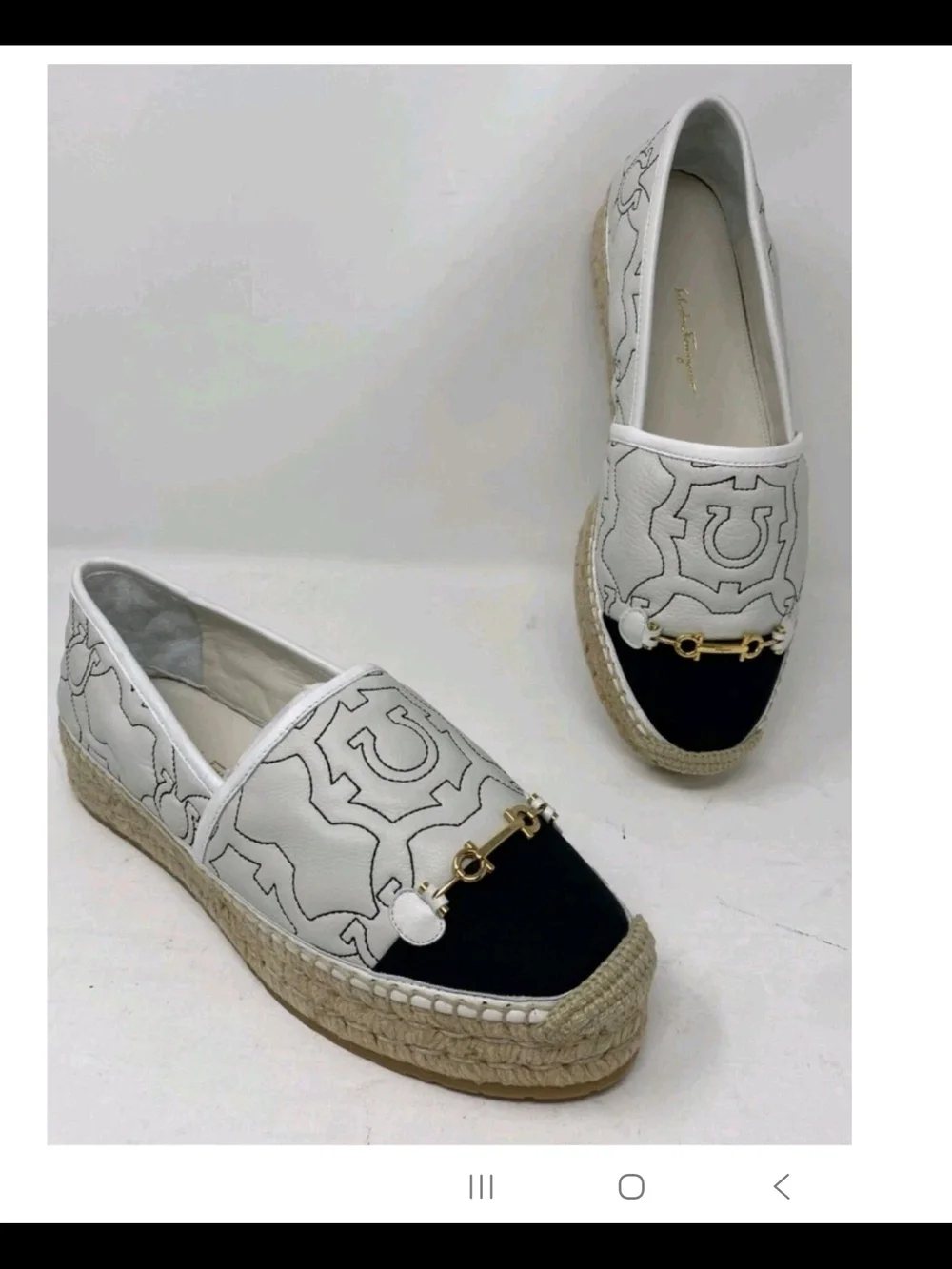 Salvatore FERRAGAMO Kim Gal White Leather Bianco Espadrilles Size 8.5 NWB